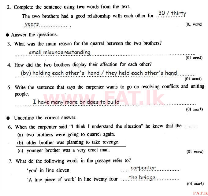 National Syllabus : Ordinary Level (O/L) English Language - 2014 December - Paper II (English Medium) 7 724