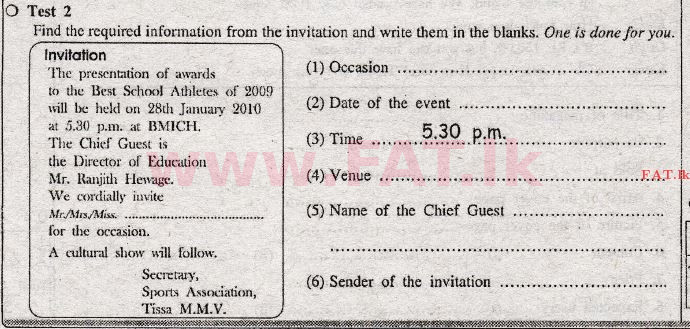 உள்ளூர் பாடத்திட்டம் : சாதாரண நிலை (சா/த) ஆங்கிலம் - 2009 டிசம்பர் - தாள்கள் I (English மொழிமூலம்) 2 1