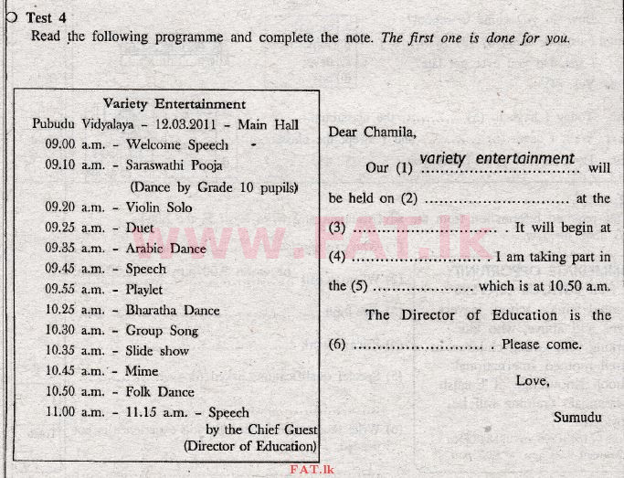 National Syllabus : Ordinary Level (O/L) English Language - 2010 December - Paper I (English Medium) 4 1