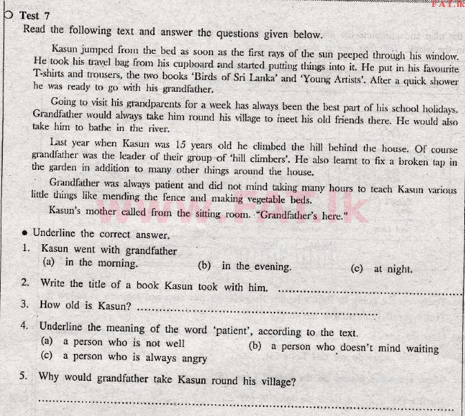 National Syllabus : Ordinary Level (O/L) English Language - 2010 December - Paper I (English Medium) 7 1