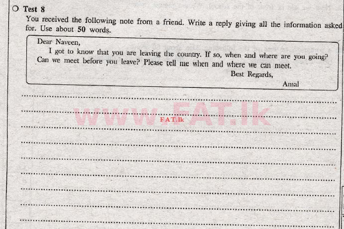 National Syllabus : Ordinary Level (O/L) English Language - 2010 December - Paper I (English Medium) 8 1
