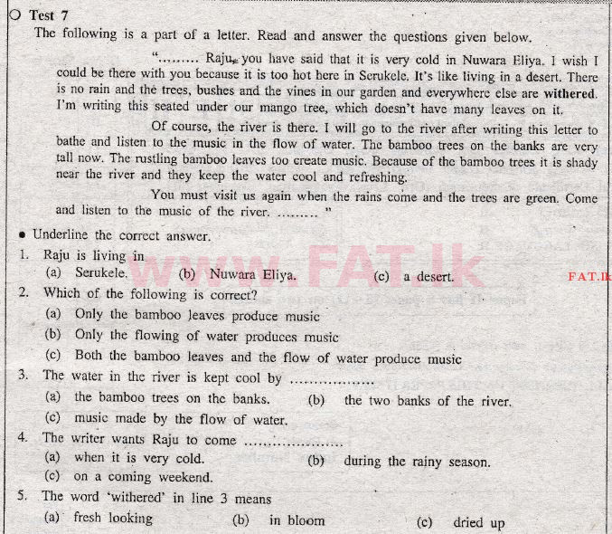දේශීය විෂය නිර්දේශය : සාමාන්‍ය පෙළ (O/L) ඉංග්‍රීසි භාෂාව - 2011 දෙසැම්බර් - ප්‍රශ්න පත්‍රය I (English මාධ්‍යය) 7 1