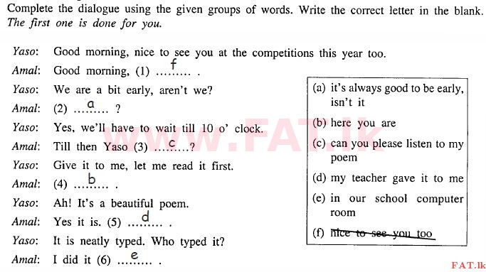දේශීය විෂය නිර්දේශය : සාමාන්‍ය පෙළ (O/L) ඉංග්‍රීසි භාෂාව - 2011 දෙසැම්බර් - ප්‍රශ්න පත්‍රය I (English මාධ්‍යය) 2 2024