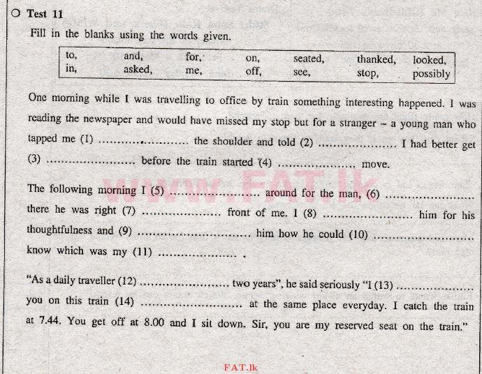 දේශීය විෂය නිර්දේශය : සාමාන්‍ය පෙළ (O/L) ඉංග්‍රීසි භාෂාව - 2011 දෙසැම්බර් - ප්‍රශ්න පත්‍රය II (English මාධ්‍යය) 3 1