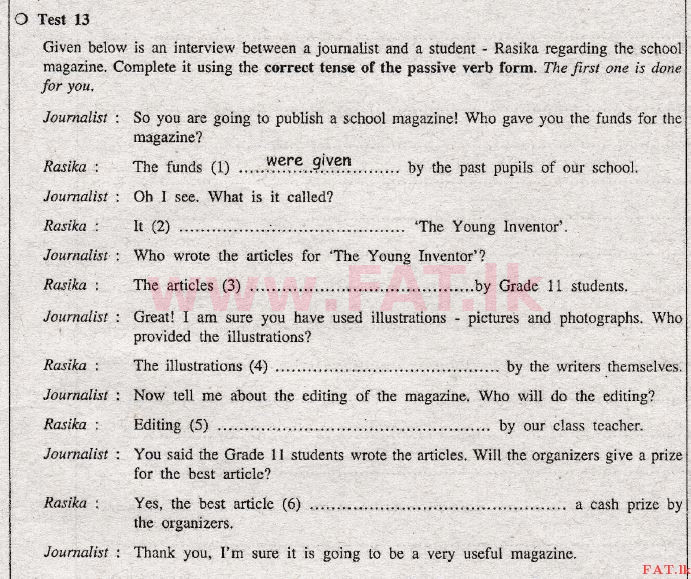 දේශීය විෂය නිර්දේශය : සාමාන්‍ය පෙළ (O/L) ඉංග්‍රීසි භාෂාව - 2011 දෙසැම්බර් - ප්‍රශ්න පත්‍රය II (English මාධ්‍යය) 5 1