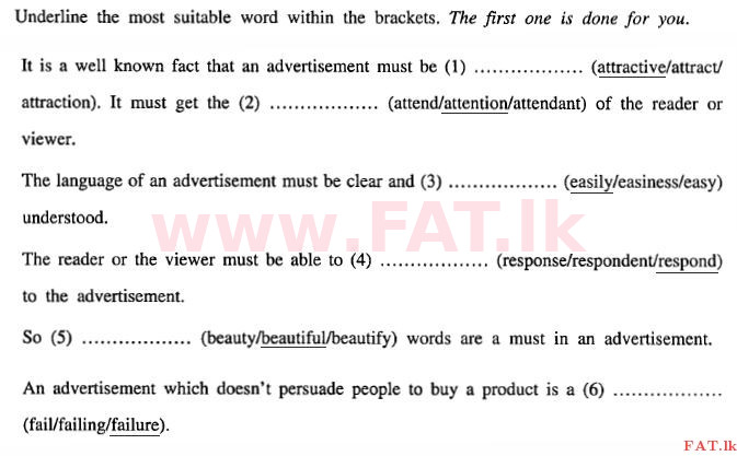 දේශීය විෂය නිර්දේශය : සාමාන්‍ය පෙළ (O/L) ඉංග්‍රීසි භාෂාව - 2011 දෙසැම්බර් - ප්‍රශ්න පත්‍රය II (English මාධ්‍යය) 1 2032