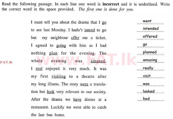 දේශීය විෂය නිර්දේශය : සාමාන්‍ය පෙළ (O/L) ඉංග්‍රීසි භාෂාව - 2011 දෙසැම්බර් - ප්‍රශ්න පත්‍රය II (English මාධ්‍යය) 2 2033