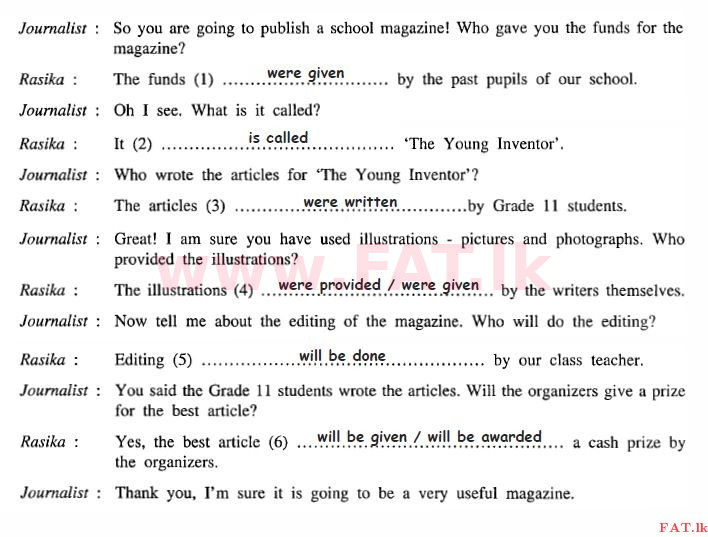 දේශීය විෂය නිර්දේශය : සාමාන්‍ය පෙළ (O/L) ඉංග්‍රීසි භාෂාව - 2011 දෙසැම්බර් - ප්‍රශ්න පත්‍රය II (English මාධ්‍යය) 5 2036