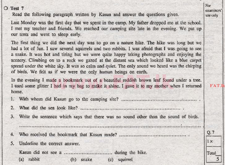 දේශීය විෂය නිර්දේශය : සාමාන්‍ය පෙළ (O/L) ඉංග්‍රීසි භාෂාව - 2012 දෙසැම්බර් - ප්‍රශ්න පත්‍රය I (English මාධ්‍යය) 7 1
