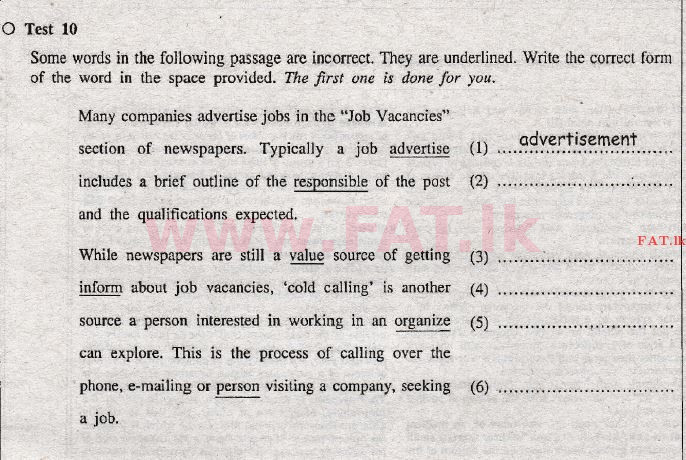 දේශීය විෂය නිර්දේශය : සාමාන්‍ය පෙළ (O/L) ඉංග්‍රීසි භාෂාව - 2012 දෙසැම්බර් - ප්‍රශ්න පත්‍රය II (English මාධ්‍යය) 2 1