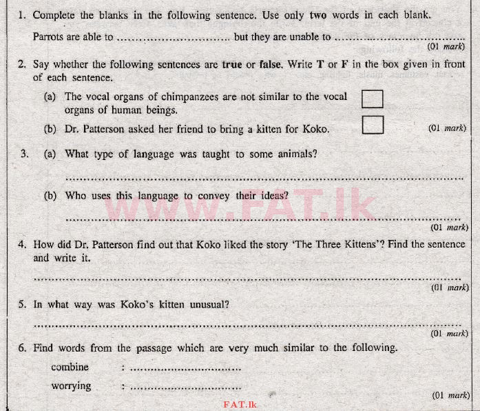 දේශීය විෂය නිර්දේශය : සාමාන්‍ය පෙළ (O/L) ඉංග්‍රීසි භාෂාව - 2012 දෙසැම්බර් - ප්‍රශ්න පත්‍රය II (English මාධ්‍යය) 7 2