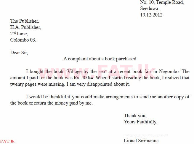 National Syllabus : Ordinary Level (O/L) English Language - 2012 December - Paper II (English Medium) 6 1348