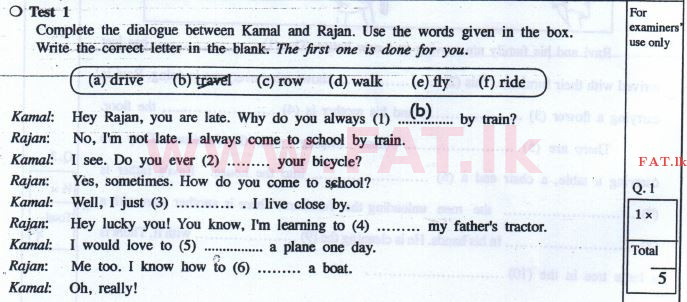 உள்ளூர் பாடத்திட்டம் : சாதாரண நிலை (சா/த) ஆங்கிலம் - 2016 டிசம்பர் - தாள்கள் I (English மொழிமூலம்) 1 1