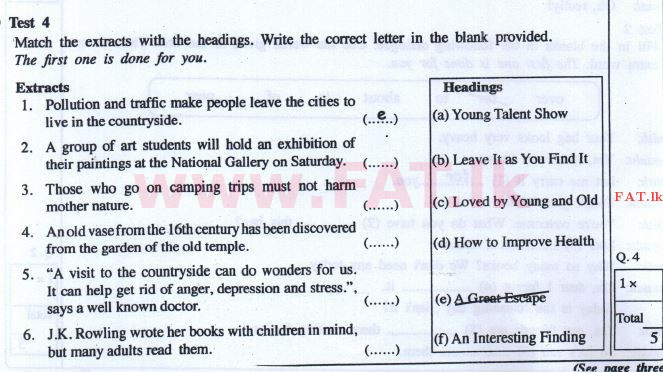 உள்ளூர் பாடத்திட்டம் : சாதாரண நிலை (சா/த) ஆங்கிலம் - 2016 டிசம்பர் - தாள்கள் I (English மொழிமூலம்) 4 1