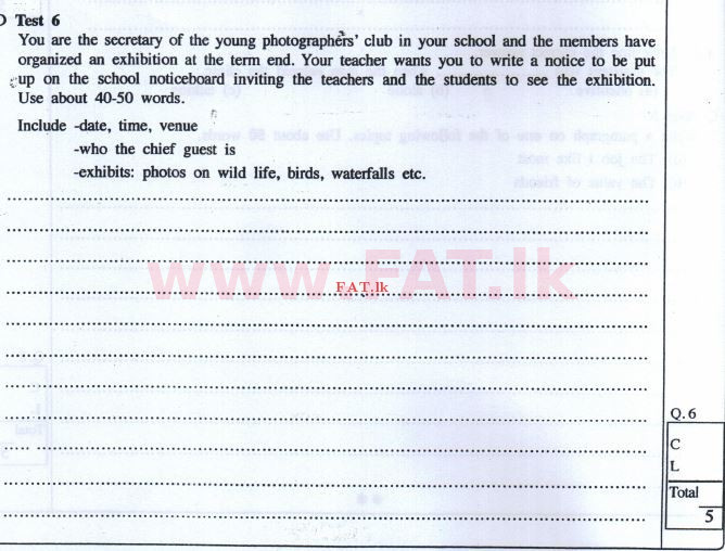 உள்ளூர் பாடத்திட்டம் : சாதாரண நிலை (சா/த) ஆங்கிலம் - 2016 டிசம்பர் - தாள்கள் I (English மொழிமூலம்) 6 1
