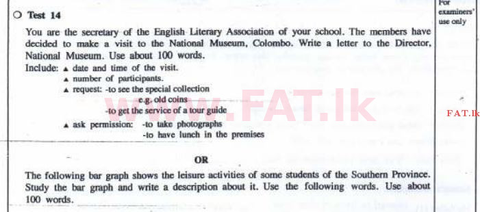 உள்ளூர் பாடத்திட்டம் : சாதாரண நிலை (சா/த) ஆங்கிலம் - 2016 டிசம்பர் - தாள்கள் II (English மொழிமூலம்) 6 1