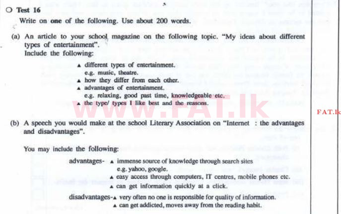 உள்ளூர் பாடத்திட்டம் : சாதாரண நிலை (சா/த) ஆங்கிலம் - 2016 டிசம்பர் - தாள்கள் II (English மொழிமூலம்) 8 1