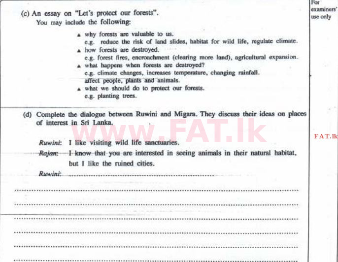 உள்ளூர் பாடத்திட்டம் : சாதாரண நிலை (சா/த) ஆங்கிலம் - 2016 டிசம்பர் - தாள்கள் II (English மொழிமூலம்) 8 2