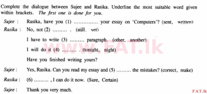 National Syllabus : Ordinary Level (O/L) English Language - 2015 December - Paper I (English Medium) 1 1