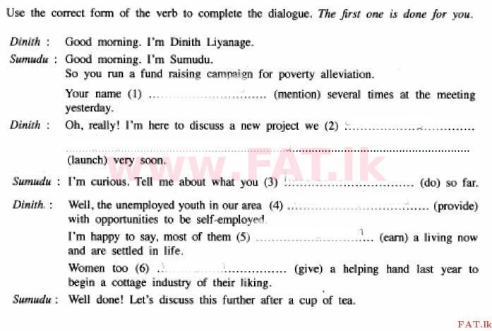 National Syllabus : Ordinary Level (O/L) English Language - 2015 December - Paper II (English Medium) 5 1