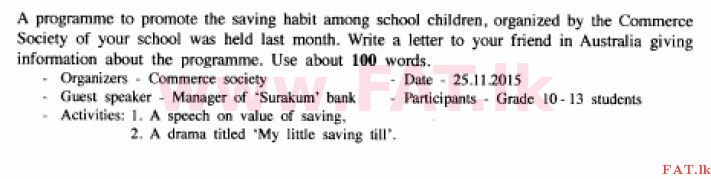 National Syllabus : Ordinary Level (O/L) English Language - 2015 December - Paper II (English Medium) 6 1