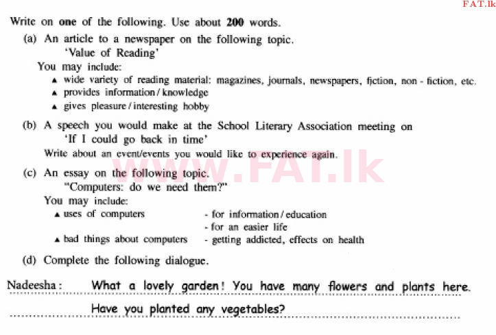 National Syllabus : Ordinary Level (O/L) English Language - 2015 December - Paper II (English Medium) 8 1