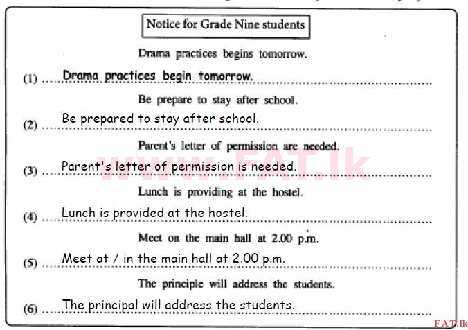 National Syllabus : Ordinary Level (O/L) English Language - 2015 December - Paper II (English Medium) 1 600