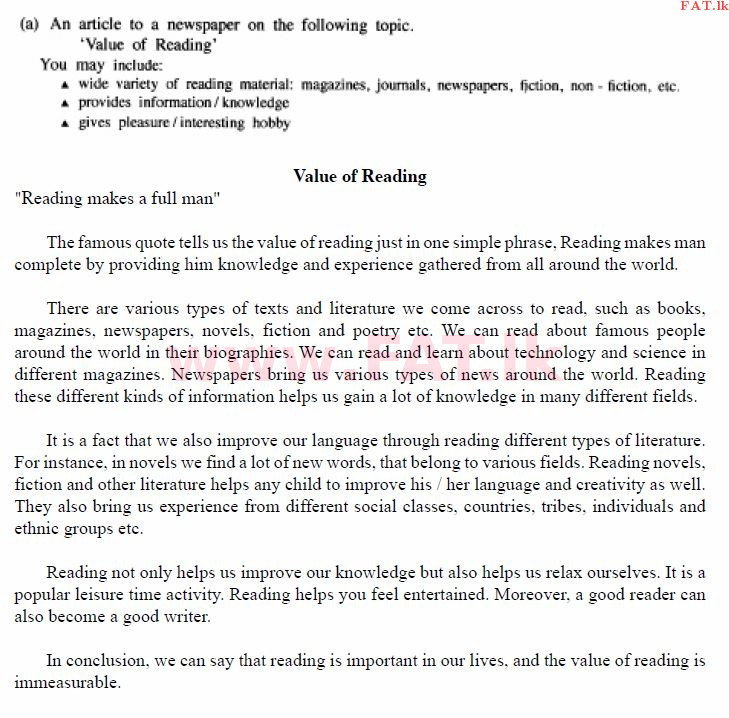 National Syllabus : Ordinary Level (O/L) English Language - 2015 December - Paper II (English Medium) 8 609