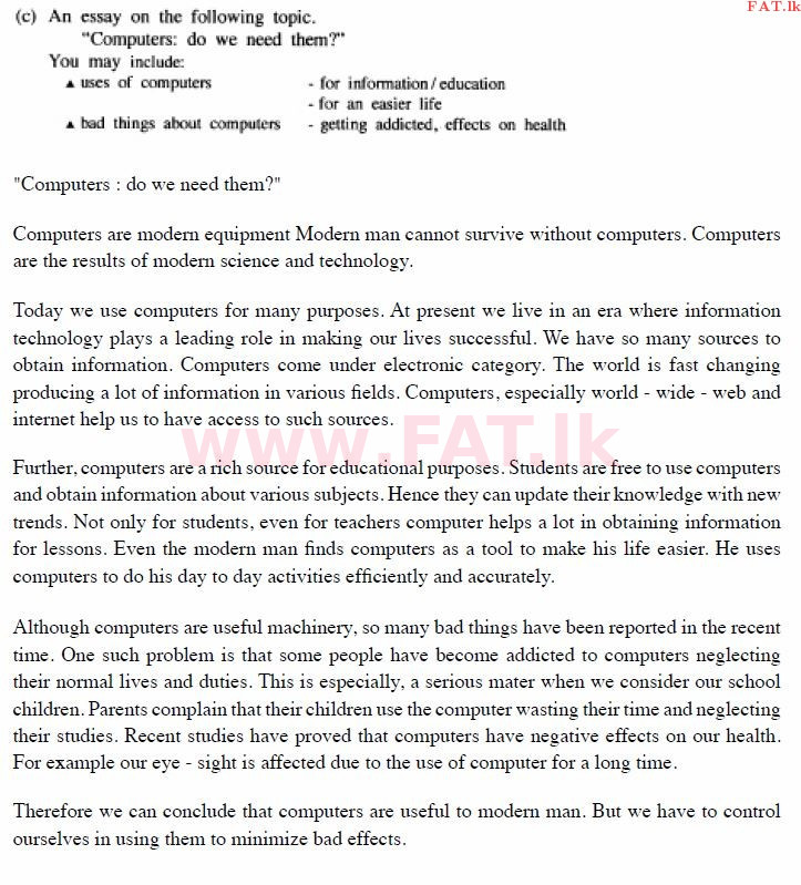 National Syllabus : Ordinary Level (O/L) English Language - 2015 December - Paper II (English Medium) 8 611