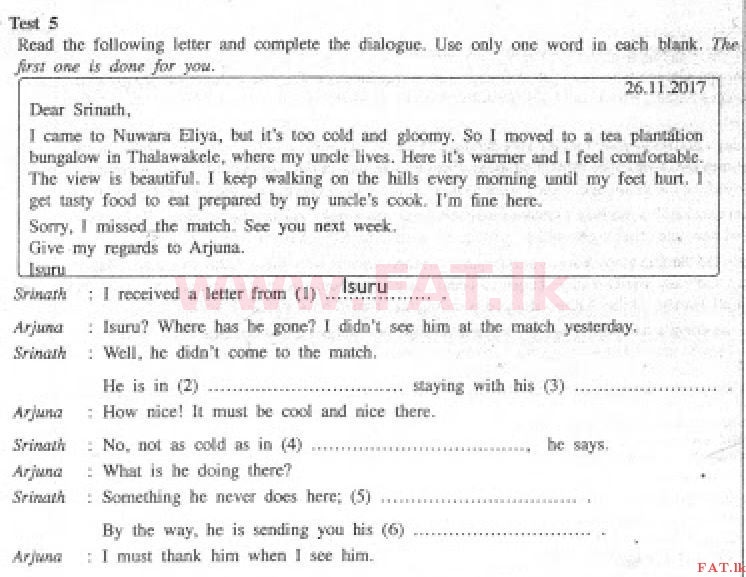 உள்ளூர் பாடத்திட்டம் : சாதாரண நிலை (சா/த) ஆங்கிலம் - 2017 டிசம்பர் - தாள்கள் I (English மொழிமூலம்) 5 1