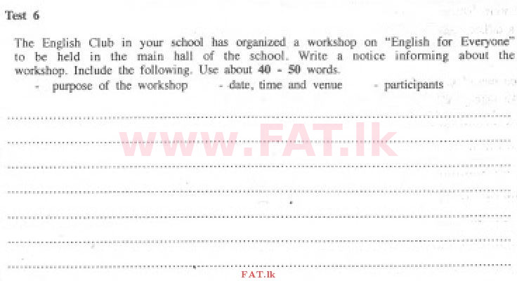 உள்ளூர் பாடத்திட்டம் : சாதாரண நிலை (சா/த) ஆங்கிலம் - 2017 டிசம்பர் - தாள்கள் I (English மொழிமூலம்) 6 1