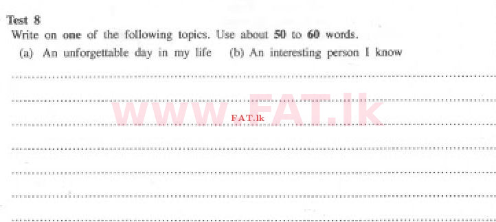 உள்ளூர் பாடத்திட்டம் : சாதாரண நிலை (சா/த) ஆங்கிலம் - 2017 டிசம்பர் - தாள்கள் I (English மொழிமூலம்) 8 1