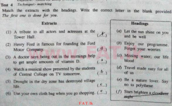 உள்ளூர் பாடத்திட்டம் : சாதாரண நிலை (சா/த) ஆங்கிலம் - 2017 டிசம்பர் - தாள்கள் I (English மொழிமூலம்) 4 4265