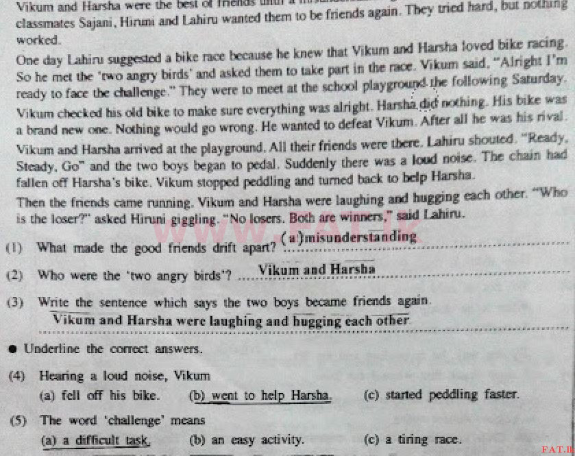 உள்ளூர் பாடத்திட்டம் : சாதாரண நிலை (சா/த) ஆங்கிலம் - 2017 டிசம்பர் - தாள்கள் I (English மொழிமூலம்) 7 4268