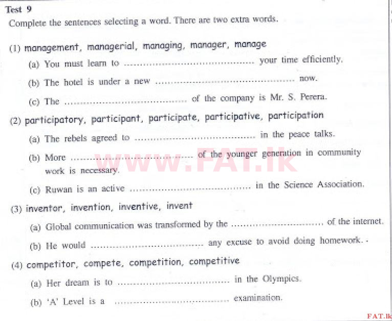 உள்ளூர் பாடத்திட்டம் : சாதாரண நிலை (சா/த) ஆங்கிலம் - 2017 டிசம்பர் - தாள்கள் II (English மொழிமூலம்) 1 1