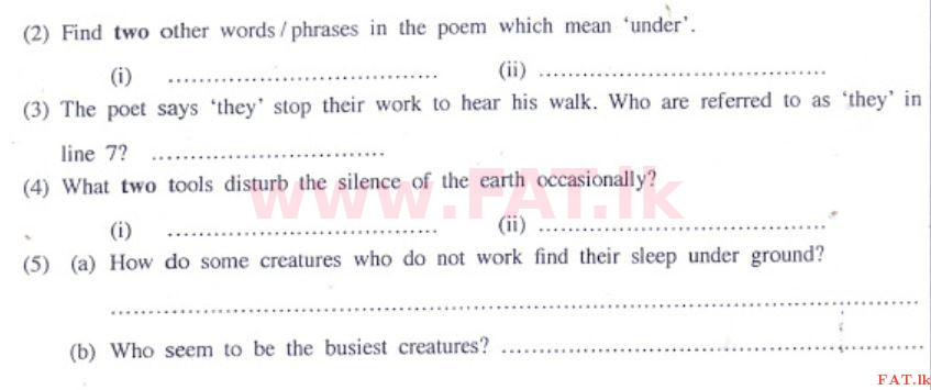 உள்ளூர் பாடத்திட்டம் : சாதாரண நிலை (சா/த) ஆங்கிலம் - 2017 டிசம்பர் - தாள்கள் II (English மொழிமூலம்) 5 2