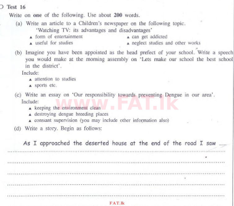 உள்ளூர் பாடத்திட்டம் : சாதாரண நிலை (சா/த) ஆங்கிலம் - 2017 டிசம்பர் - தாள்கள் II (English மொழிமூலம்) 8 1