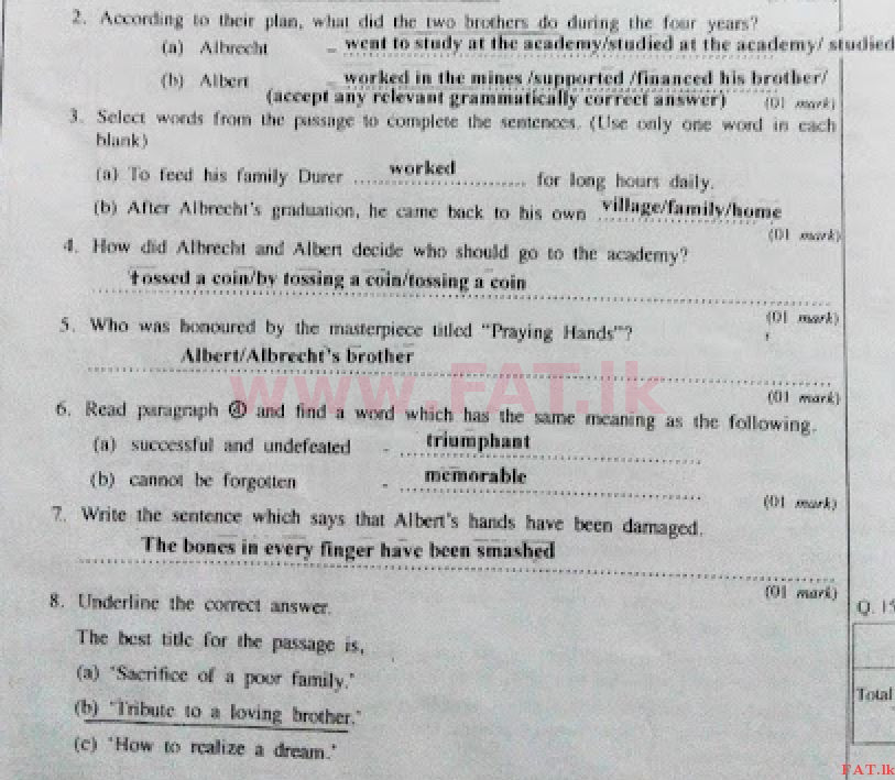 உள்ளூர் பாடத்திட்டம் : சாதாரண நிலை (சா/த) ஆங்கிலம் - 2017 டிசம்பர் - தாள்கள் II (English மொழிமூலம்) 7 4260