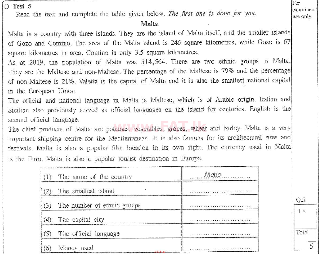 National Syllabus : Ordinary Level (O/L) English Language - 2020 March - Paper I (English Medium) 5 1