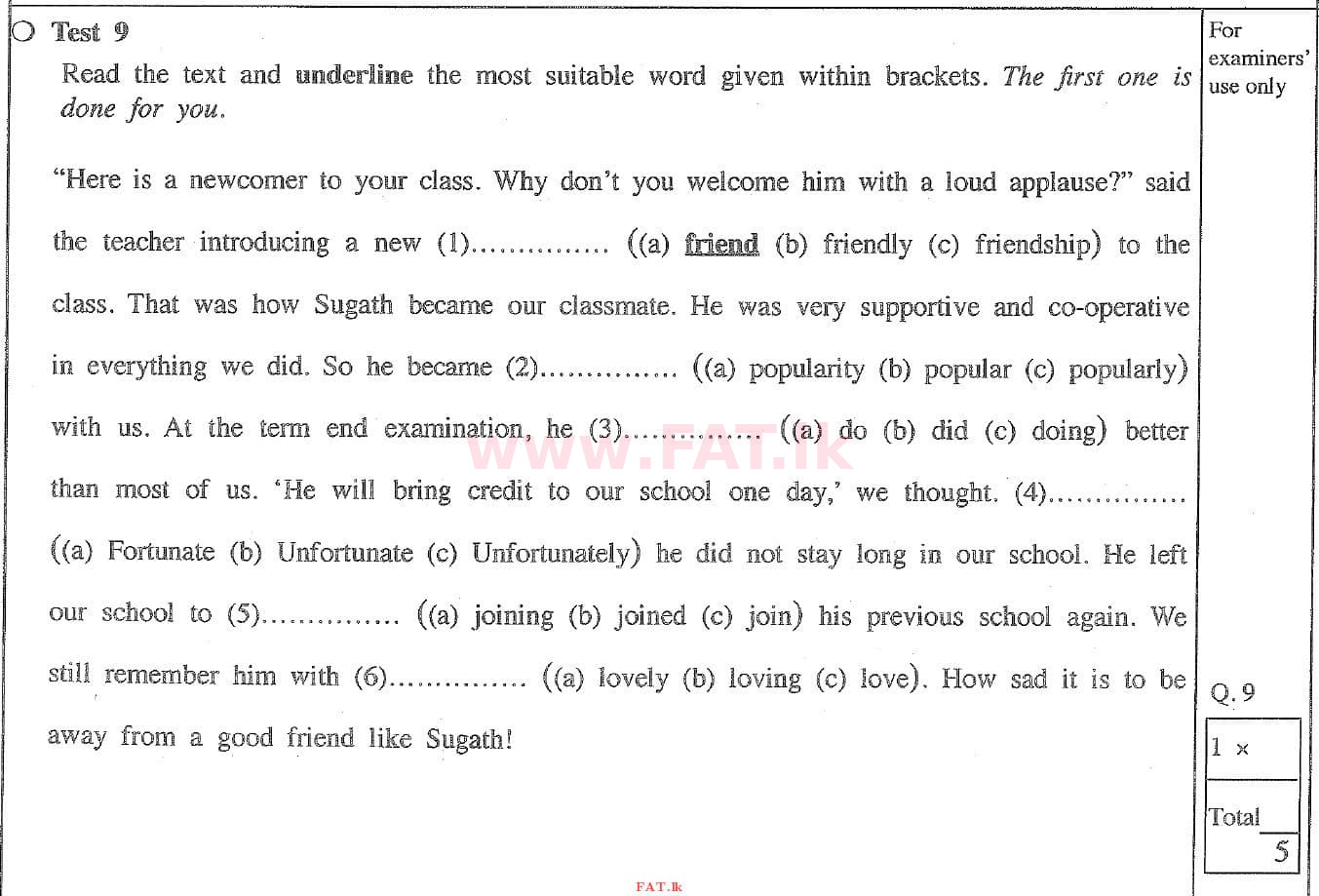 உள்ளூர் பாடத்திட்டம் : சாதாரண நிலை (சா/த) ஆங்கிலம் - 2020 மார்ச் - தாள்கள் II (English மொழிமூலம்) 1 1