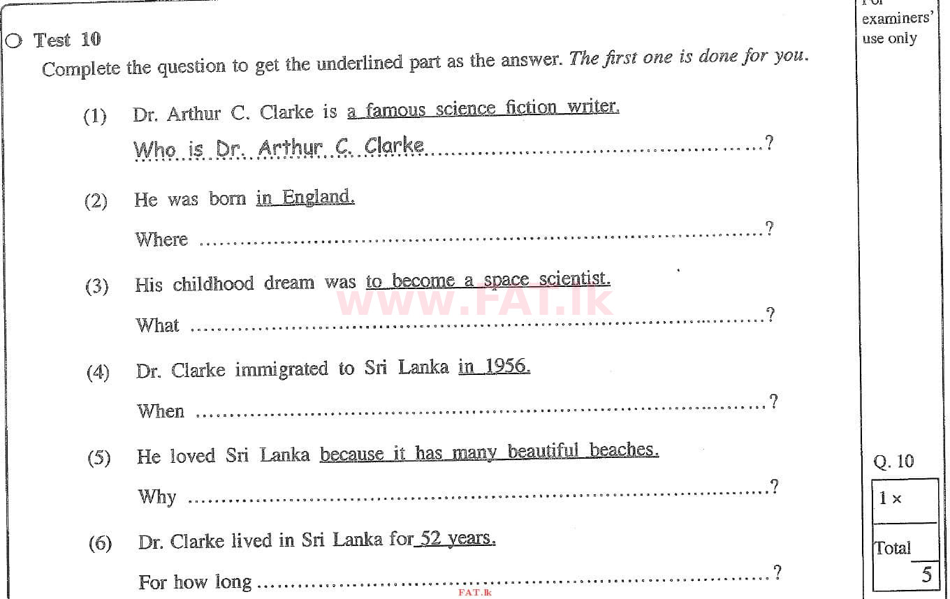 உள்ளூர் பாடத்திட்டம் : சாதாரண நிலை (சா/த) ஆங்கிலம் - 2020 மார்ச் - தாள்கள் II (English மொழிமூலம்) 2 1