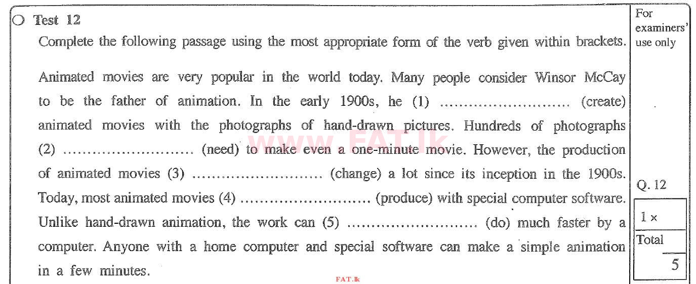 National Syllabus : Ordinary Level (O/L) English Language - 2020 March - Paper II (English Medium) 4 1