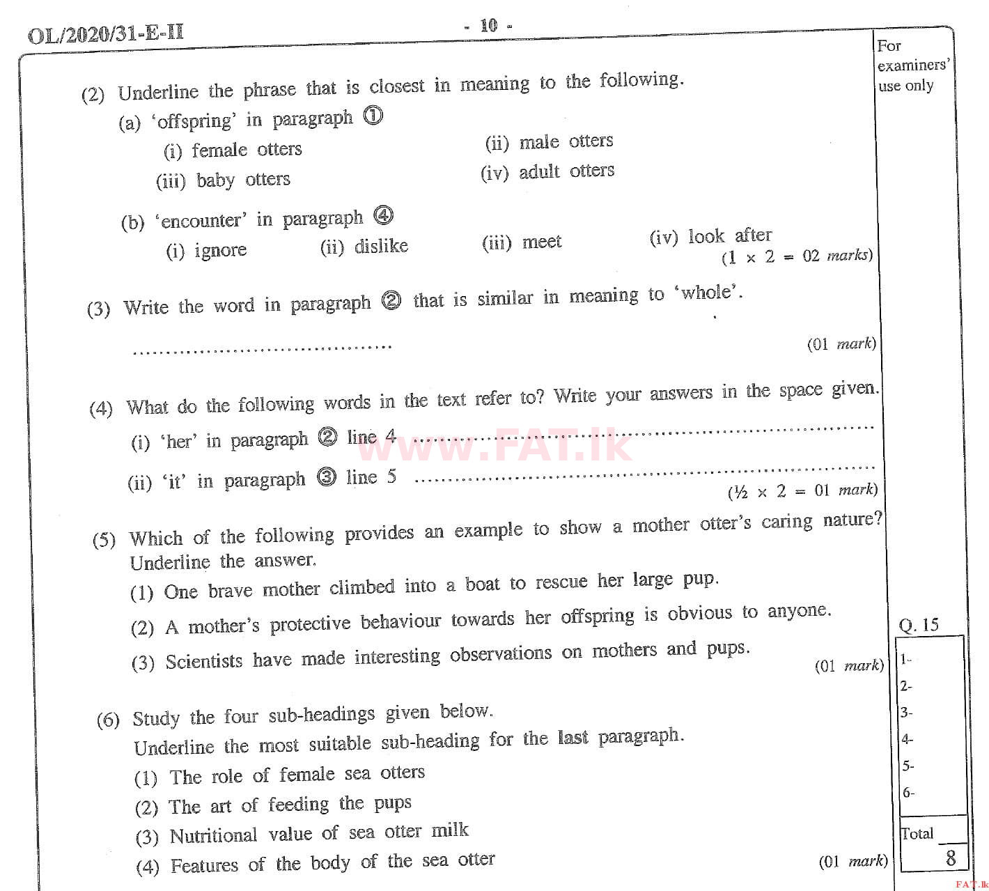 National Syllabus : Ordinary Level (O/L) English Language - 2020 March - Paper II (English Medium) 7 2