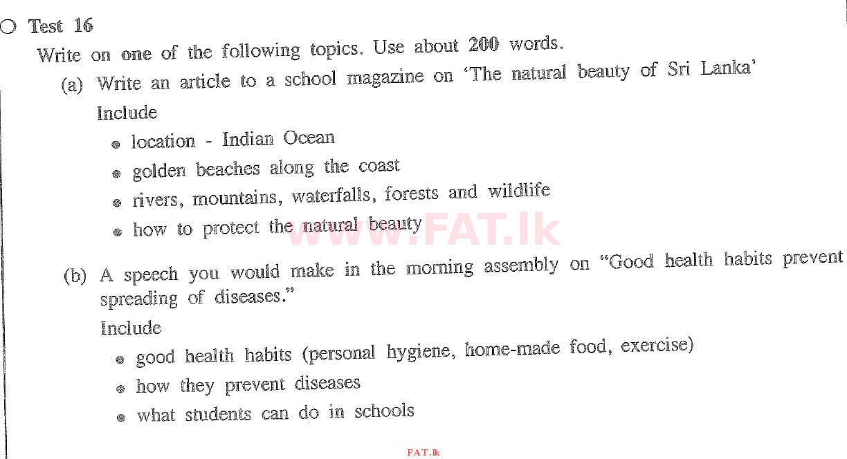 National Syllabus : Ordinary Level (O/L) English Language - 2020 March - Paper II (English Medium) 8 1