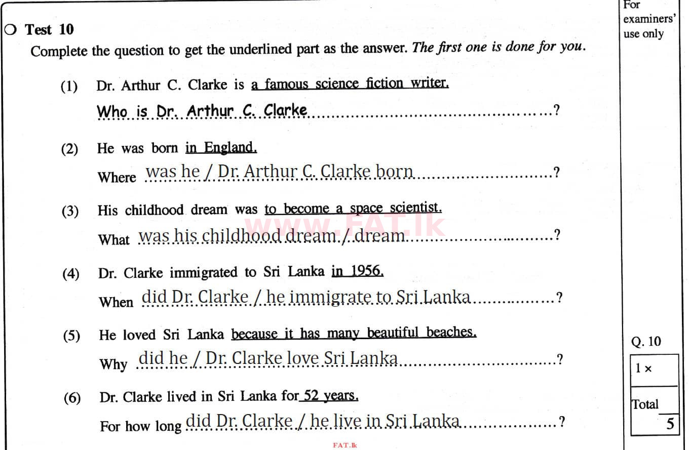 உள்ளூர் பாடத்திட்டம் : சாதாரண நிலை (சா/த) ஆங்கிலம் - 2020 மார்ச் - தாள்கள் II (English மொழிமூலம்) 2 4476