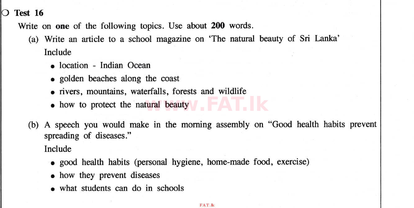 National Syllabus : Ordinary Level (O/L) English Language - 2020 March - Paper II (English Medium) 8 4483