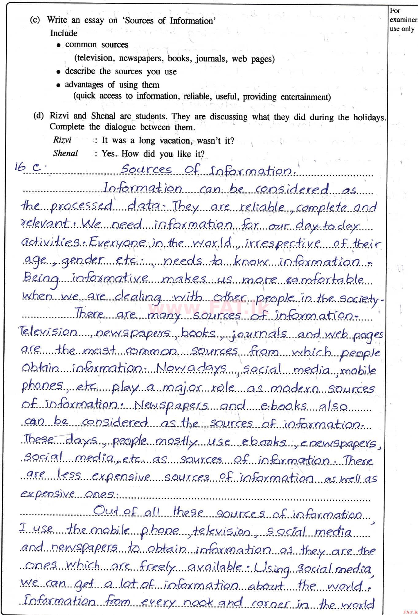 National Syllabus : Ordinary Level (O/L) English Language - 2020 March - Paper II (English Medium) 8 4484