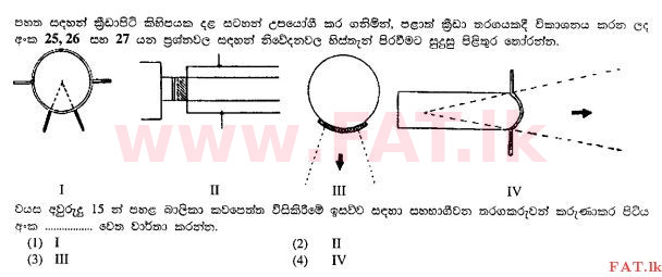 දේශීය විෂය නිර්දේශය : සාමාන්‍ය පෙළ (O/L) සෞඛ්‍යය හා ශාරීරික අධ්‍යාපනය - 2011 දෙසැම්බර් - ප්‍රශ්න පත්‍රය I (සිංහල මාධ්‍යය) 25 1