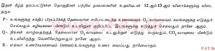 உள்ளூர் பாடத்திட்டம் : சாதாரண நிலை (சா/த) சுகாதாரம் மற்றும் உடல் கல்வி - 2012 டிசம்பர் - தாள்கள் I (தமிழ் மொழிமூலம்) 13 1