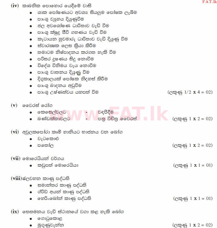 National Syllabus : Ordinary Level (O/L) Agriculture and Food Technology - 2011 December - Paper II (සිංහල Medium) 1 1788